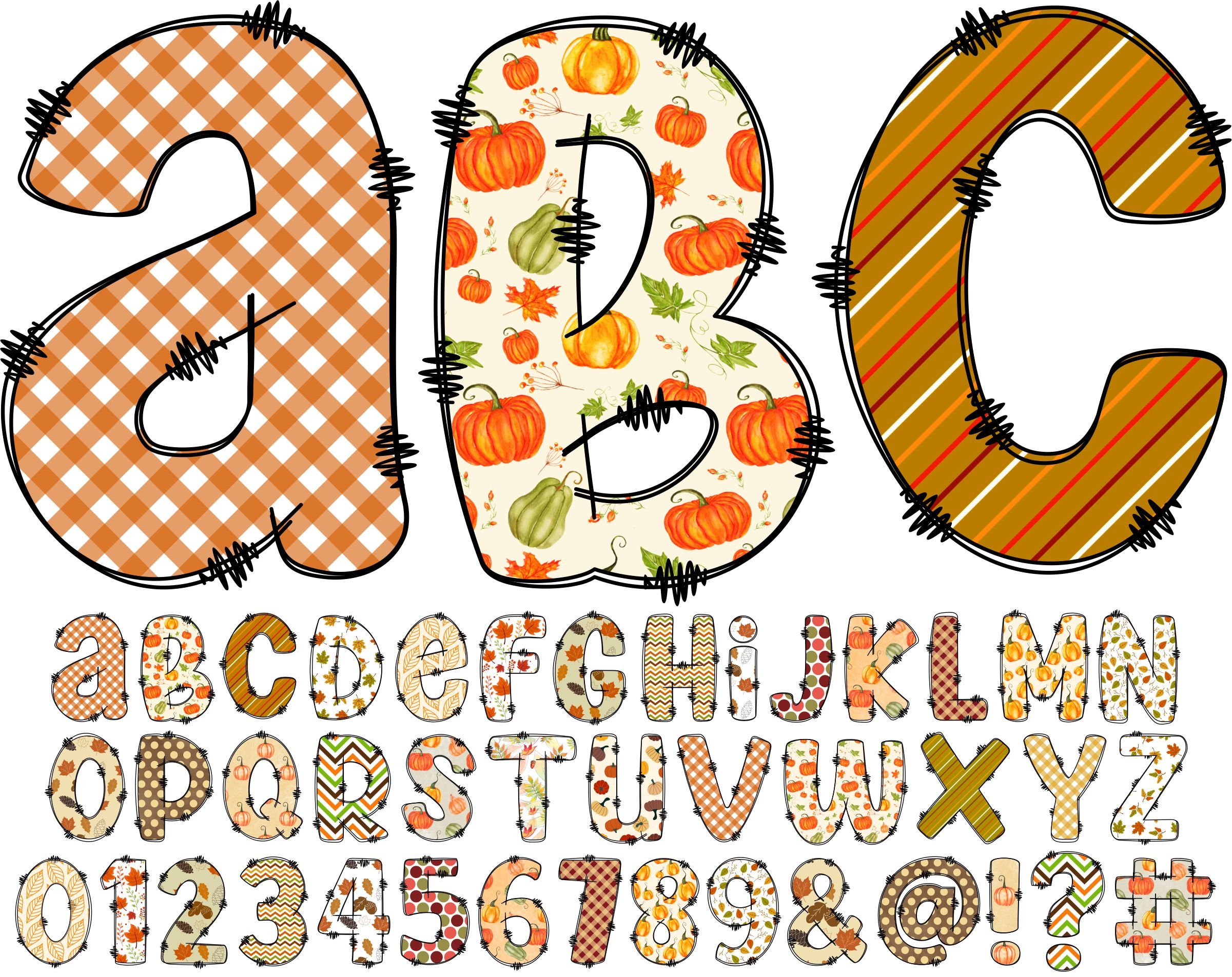 Fall Autumn Clipart Alphabet PNG Doodle Alphabet Clip Art - Etsy