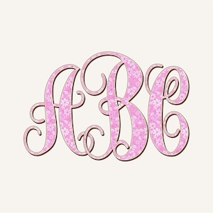 Vårmonogram PNG, Sammankopplande, Manus, Kokett Preppy, Blomma, Sommarblommönster 3CSM