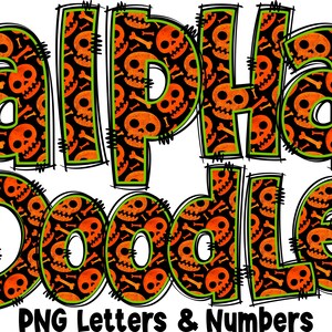 Halloween Alphabet PNG, Halloween, Halloween Day, Alpha Doodle, PNG Letters, Halloween Doodle, Sublimation, Spooky Letters, Alpha Pack 17AP