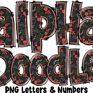 Blumen Buchstaben & Zahlen PNG, Alpha Doodle, PNG Buchstaben, Blumen Gekritzel, Doodle Buchstaben PNG, Frühlingsbuchstaben, Sublimation, Alpha Pack 11AP