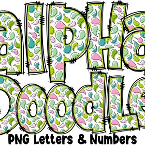 Floral Letters & Numbers PNG, Alpha Doodle, PNG Letters, Floral Doodle, Doodle Letters PNG, Spring Letters, Sublimation, Alpha Pack 6AP