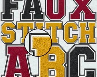 Faux Embroidery Chenille Letters BUNDLE, Faux Chenille Patch, Faux Chenille Letters, Varsity, College, Stitched Alpha PNG, Faux Stitch, 16FS