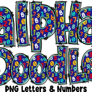 School Letters & Numbers PNG, Alpha Doodle, PNG Letters, Doodle Letters PNG, Numbers Letters, Sublimation, Back to School, Alpha Pack 26AP