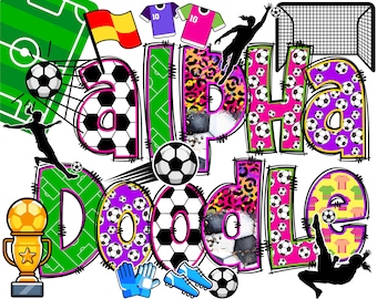 Soccer Letters & Numbers PNG, Alpha Doodle, PNG Letters, Doodle Letters, Soccer Doodle, Sublimation, Girls, Soccer Letters, Alpha Pack 45AP