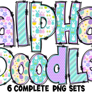 Ostern Alphabet PNG, Ostern Buchstaben, Ostern Doodle, Ostereier, Alpha Ostern, Doodle Buchstaben, Sublimation, Ostern, Bundle, Alpha Pack 76AP