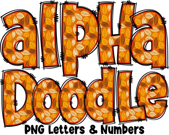 Fall Autumn Letters & Numbers PNG Alpha Doodle PNG Letters - Etsy