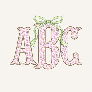 Spring Fishtail Monogram PNG, Coquette Preppy, Flower, Summer, Floral Design 3AFT
