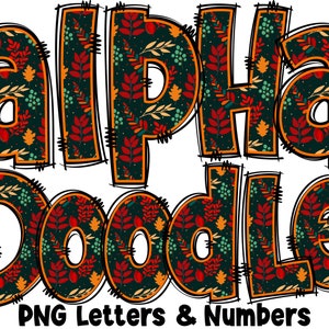 Fall Autumn Letters & Numbers PNG, Alpha Doodle, PNG Letters, Fall Doodle, Doodle Letters, Autumn Letters, Sublimation, Alpha Pack 28AP
