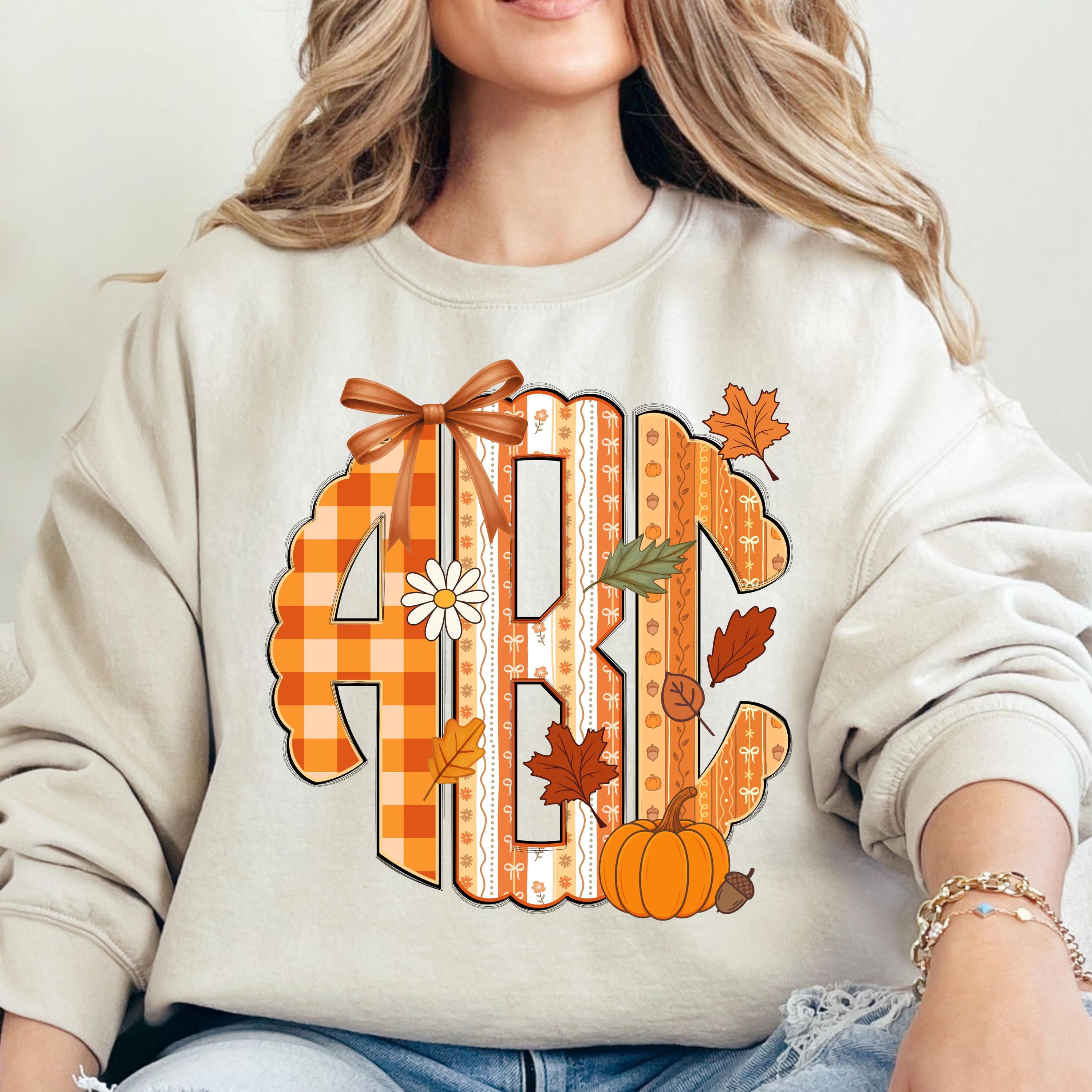 Preppy Retro Fall Scalloped Monogram, Grandmillennial Monogram ...
