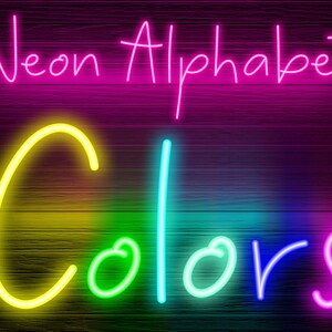 BUNDLE 8 Alphabet PNG Clip Art Buchstaben Schriftdateien Pink Aqua Rot Magenta Lila Gelb Cyan Blau Neon Bundle 2NB