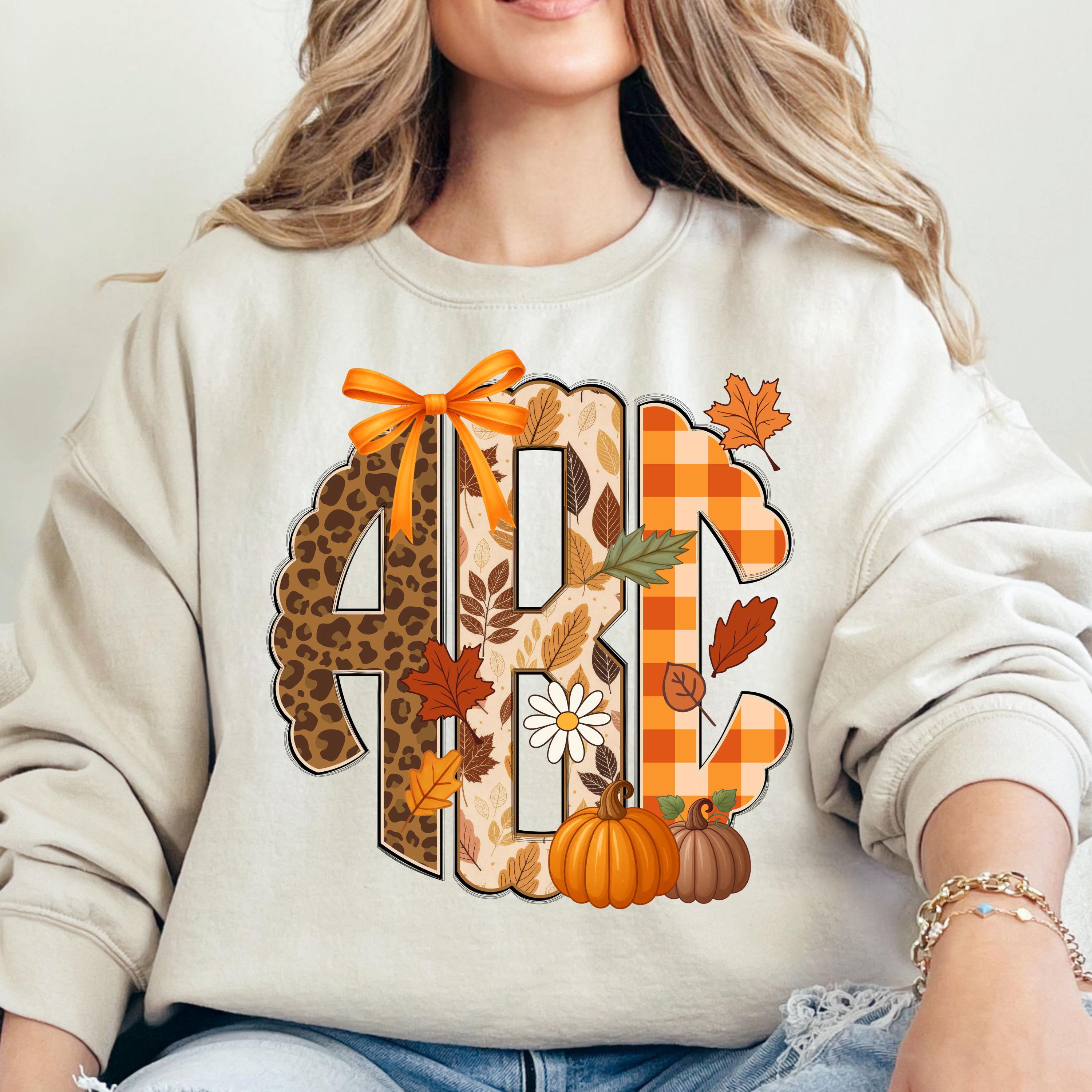 Preppy Retro Fall Scalloped Monogram, Fall Monogram, Coquette Monogram ...
