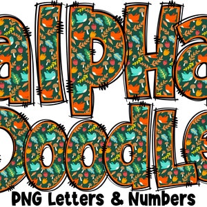 Fall Autumn Letters & Numbers PNG, Alpha Doodle, PNG Letters, Fall Doodle, Doodle Letters, Autumn Letters, Sublimation, Alpha Pack 32AP