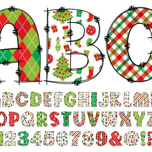 Christmas Clipart letters PNG, Wrapping Paper Alphabet Clip Art, PNG, Doodle Holidays Letters, Christmas Letters, Alphabet 14B