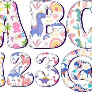 Faux Applique Dinosaur Letters PNG, Doodle Letters, Dino Letters, Alpha Doodle, Kids Letters, PNG Doodle, Sublimation, Dinosaurs 1EX