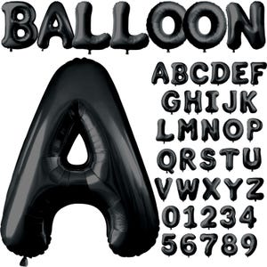 Letras PNG de globos negros, fondo transparente, clip art del alfabeto de globos negros, PNG, letras de globos negros, letras de globos de fiesta 1BA