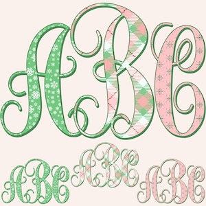Christmas Monogram PNG Letters, Interlocking Monogram, Alpha Monogram, PNG Letters, Initials Monogram, Flowers, Pink Monogram, Monogram 3IM