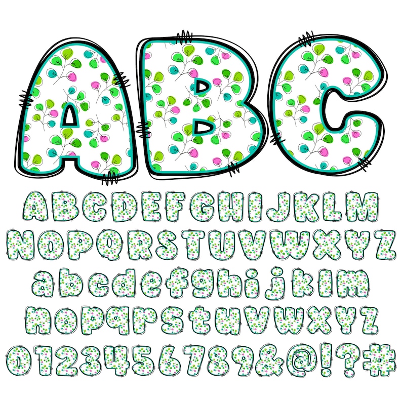BUNDLE Spring Floral Alphabet PNG Chubby Alpha Doodle Doodle - Etsy