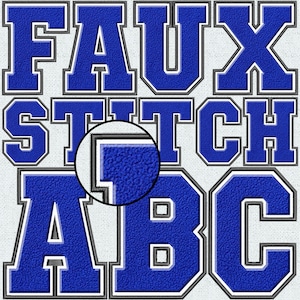 Letras de chenilla bordadas de imitación azul, parche de chenilla de imitación, letras de chenilla de imitación, universidad, aplique de parche PNG, puntada falsa, 14FS