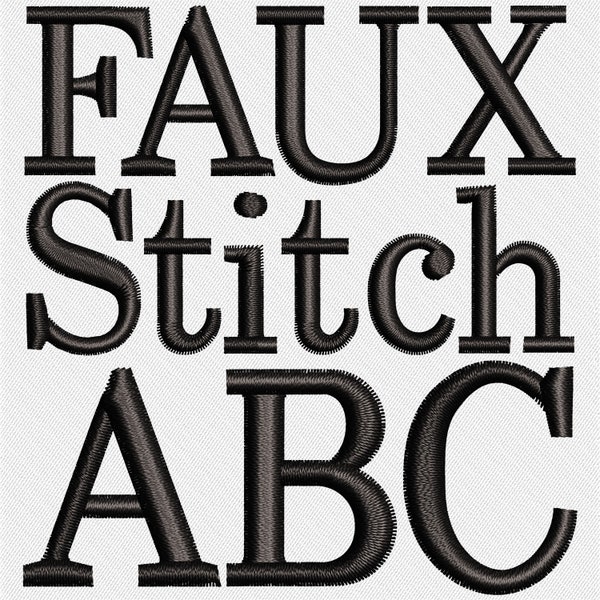 Faux Embroidery Black Stitch, Alphabet PNG, Faux Stitch Letters, Alpha, Faux Applique, Stitched Alpha PNG, Faux Embroidery, Black Stitch 3FE