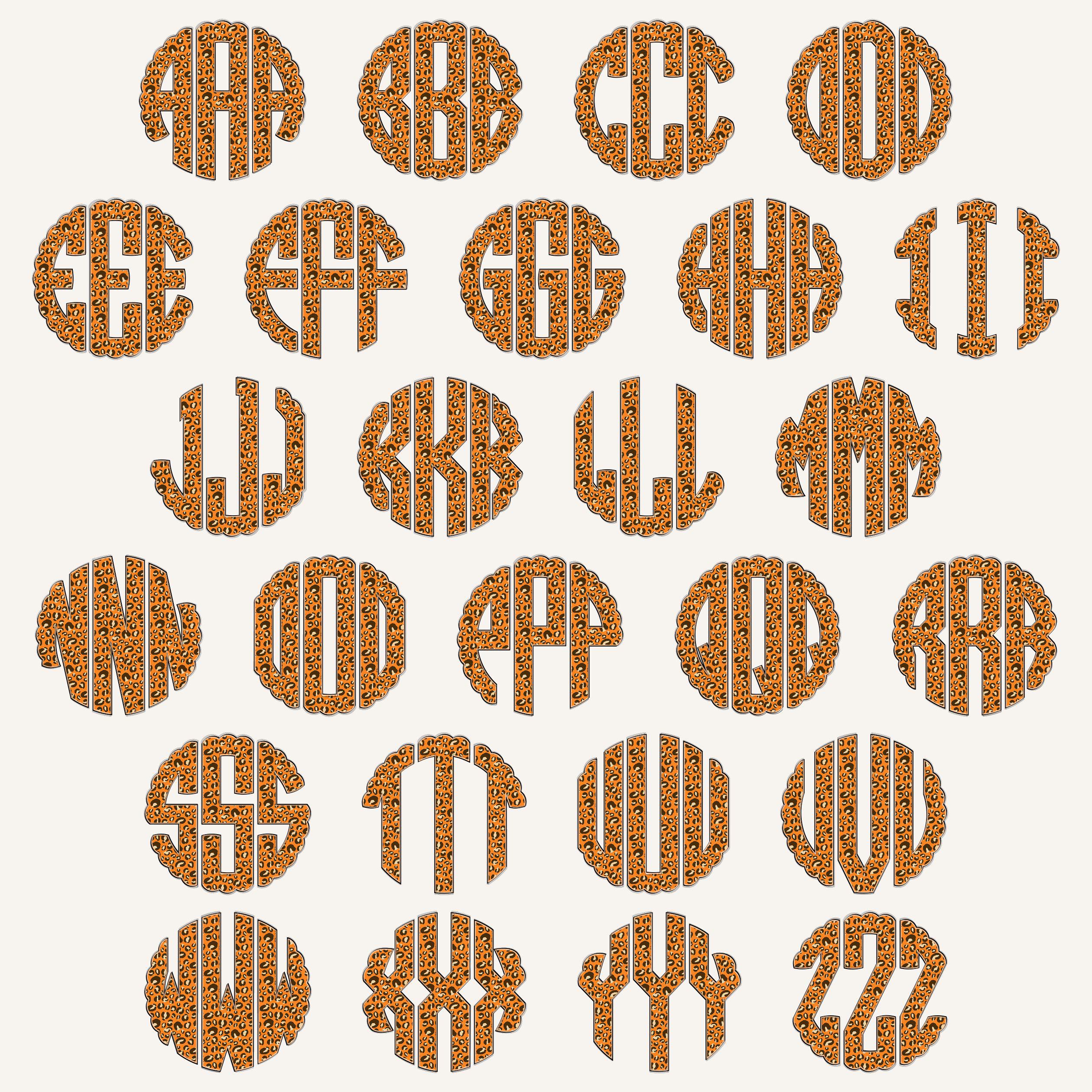 Monogram Leopard Leopard Print Scalloped Monogram PNG, Animal Print Monogram, Preppy ...
