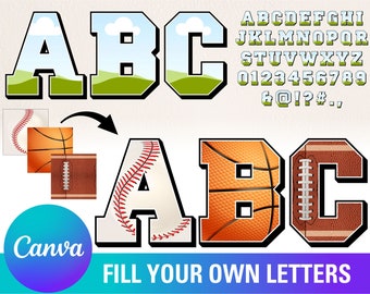 Szablon ramki Canva z literami, Wypełnij własne litery, Doodle Letters, Ramka Canva, Szablon Canva, Litery Canva, Sport, Litery Canva 3CL