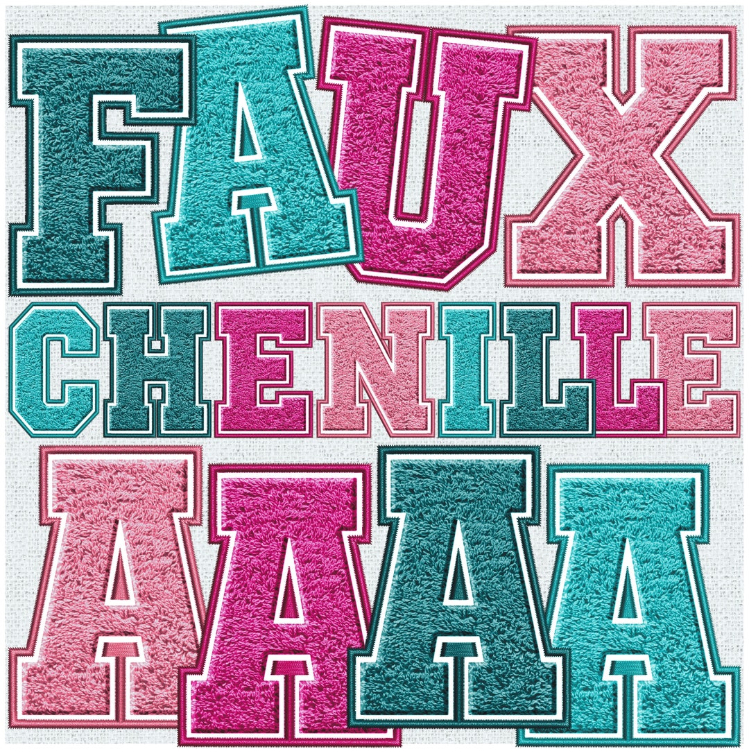 Chienelle Lettering Faux Embroidery Chenille Letters BUNDLE, Faux Chenille Patch, Chenille ...