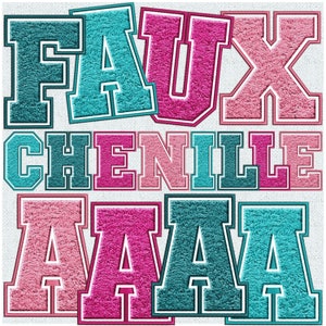 Faux Embroidery Chenille Letters BUNDLE, Faux Chenille Patch, Chenille Letters, Faux Applique, Varsity, Chenille, PNG, Faux Chenille 22FS