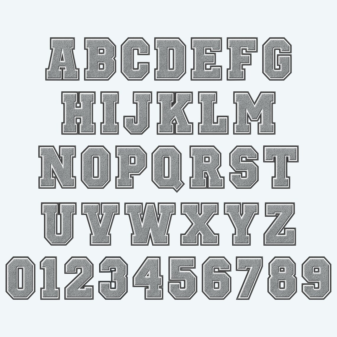 Gray Faux Embroidery Chenille Letters, Faux Chenille Patch, Faux ...