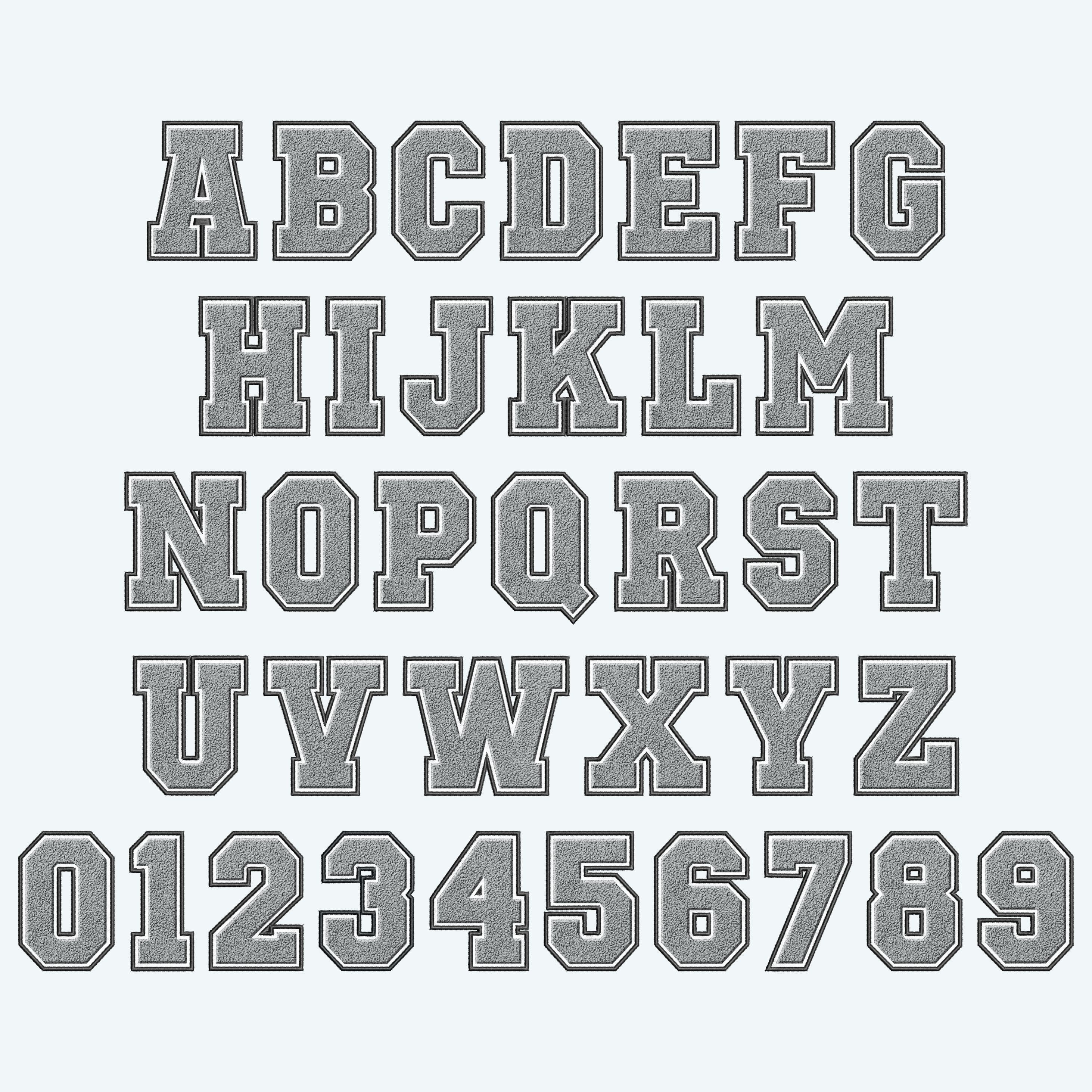 Gray Faux Embroidery Chenille Letters, Faux Chenille Patch, Faux ...