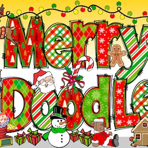 Christmas Alphabet PNG, Christmas Letters, Christmas Doodle, PNG Letters, Christmas Doodle, Sublimation, Christmas Bundle, Alpha Pack 50AP