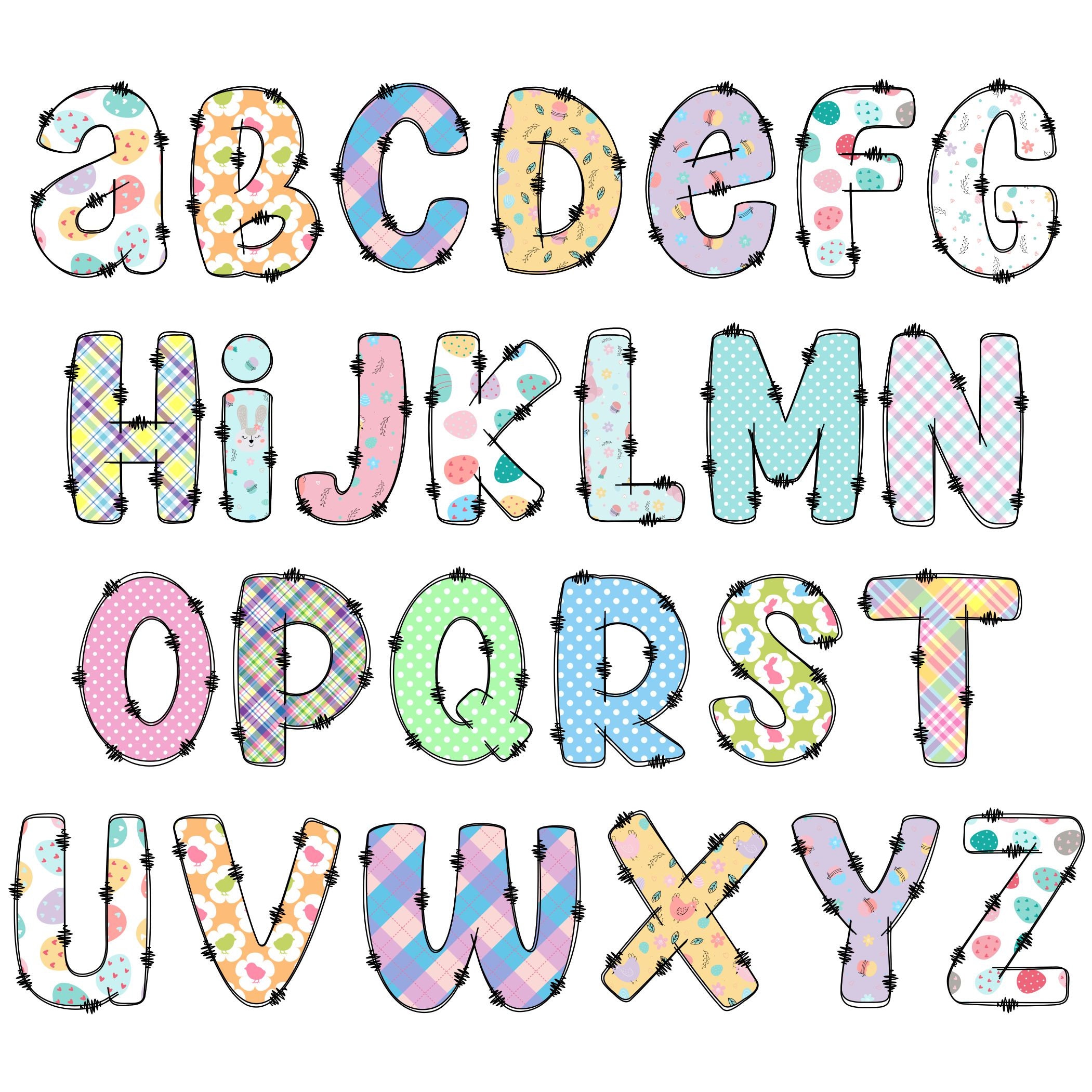 Easter Alphabet PNG Alphabet Clip Art PNG Doodle Easter - Etsy UK