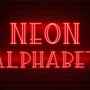 Neon Glow-Effekt Alphabet PNG Clip Art Buchstaben Schriftart Sofortiger Download Dateien Rotes Halo-Licht, Neonrot 3N
