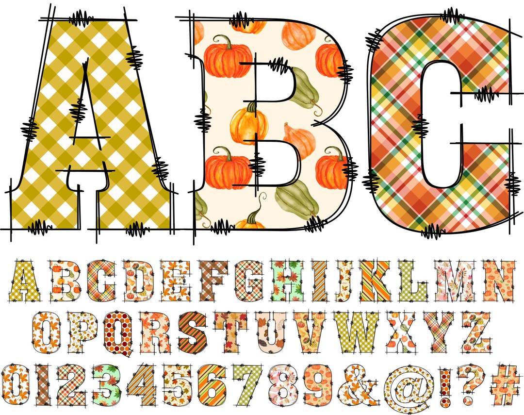 Fall Autumn Clipart Alphabet PNG, Watercolor Alphabet Clip Art, Doodle ...