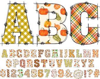 Herbst Herbst Clipart Alphabet PNG, Aquarell Alphabet Clip Art, Doodle Buchstaben Herbst Buchstaben, Blätter, Kürbis, Großbuchstaben Alphabet 1D