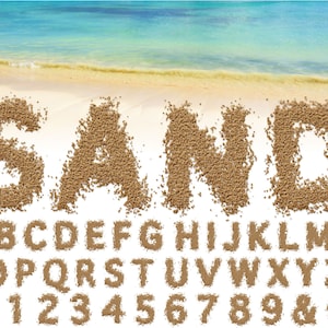 Letras PNG de areia, fundo transparente, clipart de alfabeto de areia, PNG, letras de praia, letras de verão, praia, areia 19AT