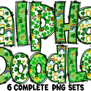 Cartas del Día de San Patricio PNG, Alfabeto de Shamrock, Doodle Irlandés, Cartas de San Paddy, Alfabeto del Día de San Patricio, Paquete, Paquete Alfa 70AP