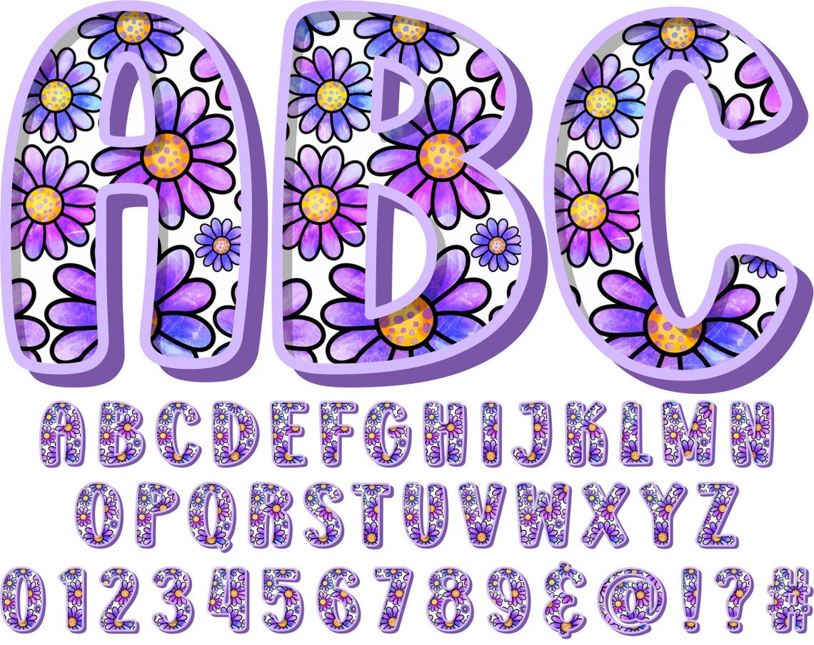 Spring Floral Alphabet PNG Doodle Alpha Doodle Flowers | Etsy