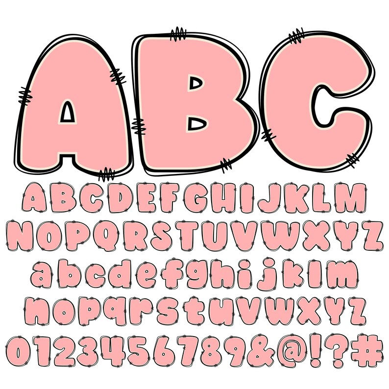 BUNDLE Retro Boho Floral Alphabet PNG Chubby Alpha Doodle - Etsy