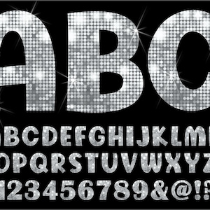 PNG Silver Glitter Letters, Sparkle Clip Art, Letters Alphabet Numbers, Instant Download Files, Silver Glitter Letters, Glitter 3GB