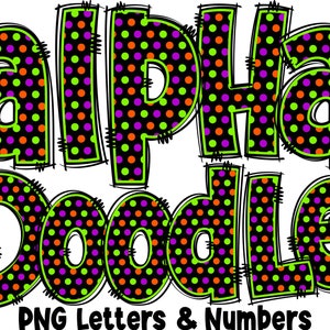 Halloween Alphabet PNG, Halloween, Halloween Day, Alpha Doodle, PNG Letters, Halloween Doodle, Sublimation, Dots Letters, Alpha Pack 24AP