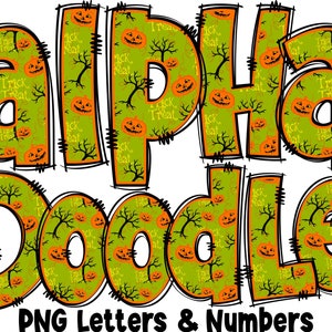 Halloween Alphabet PNG, Halloween, Halloween Day, Alpha Doodle, PNG Letters, Halloween Doodle, Sublimation, Spooky Letters, Alpha Pack 18AP