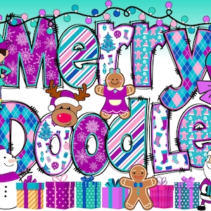 Purple Christmas Alphabet PNG, Christmas Letters, Christmas Doodle, PNG Letters, Christmas Doodle, Bundle, Clipart Alpha Pack 53AP