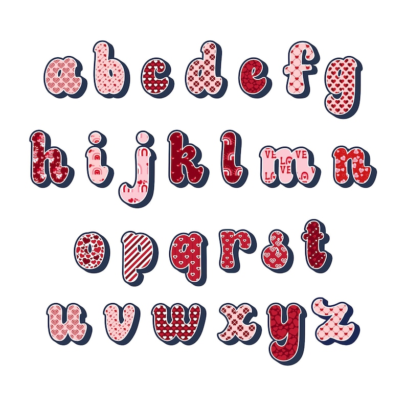 Retro Valentine's Day Letters PNG Love Alphabet Clip Art | Etsy