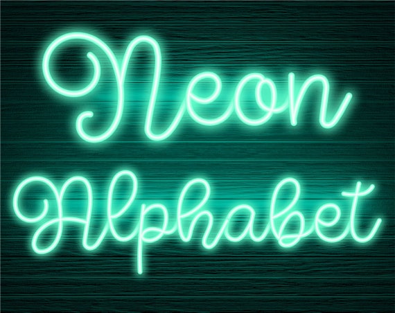 Neon Glow Effect Alphabet PNG Clip Art Letters Script Font 