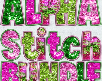 Faux Embroidery Christmas Bundle, Christmas Alphabet PNG, Faux Stitch Letters, Alpha Doodle, Stitched Alpha PNG, Sequins, Faux Stitch, 6ED