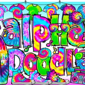 Tie Dye Alphabet PNG, Doodle Alphabet Clip Art, Transparent PNG, Doodle Letters, Tie Dye, Tie Dye, Letters Numbers, Clipart Alpha Pack 81AP