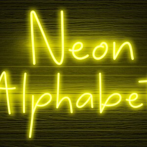Neon Glow-Effekt Alphabet PNG Clip Art Buchstaben Schriftart Sofortiger Download Dateien Gelb leuchten, Neongelb 2N