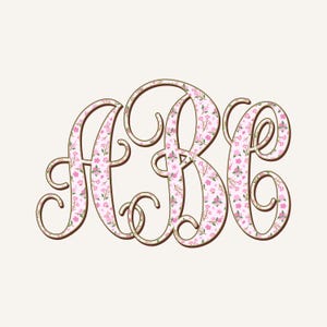 Vårmonogram PNG, Sammankopplande, Manus, Kokett Preppy, Blomma, Sommarblommönster 3ASM