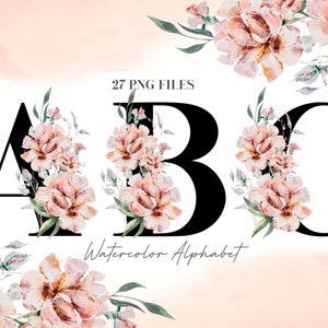 Acuarela Flores Alfabeto PNG, Negro Rosa Floral Alfabeto Clip Art, PNG Transparente, Letras Mayúsculas, Alfabeto Botánico En Mayúsculas 21W