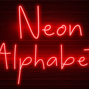 Neon Glow-Effekt Alphabet PNG Clip Art Buchstaben Schriftart Sofortiger Download Dateien Rot leuchten, Neonrot 2N